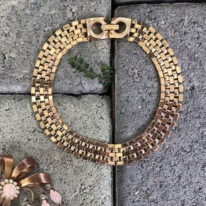 Vintage. Gold Plated 1.5 inch Choker, Tile Links